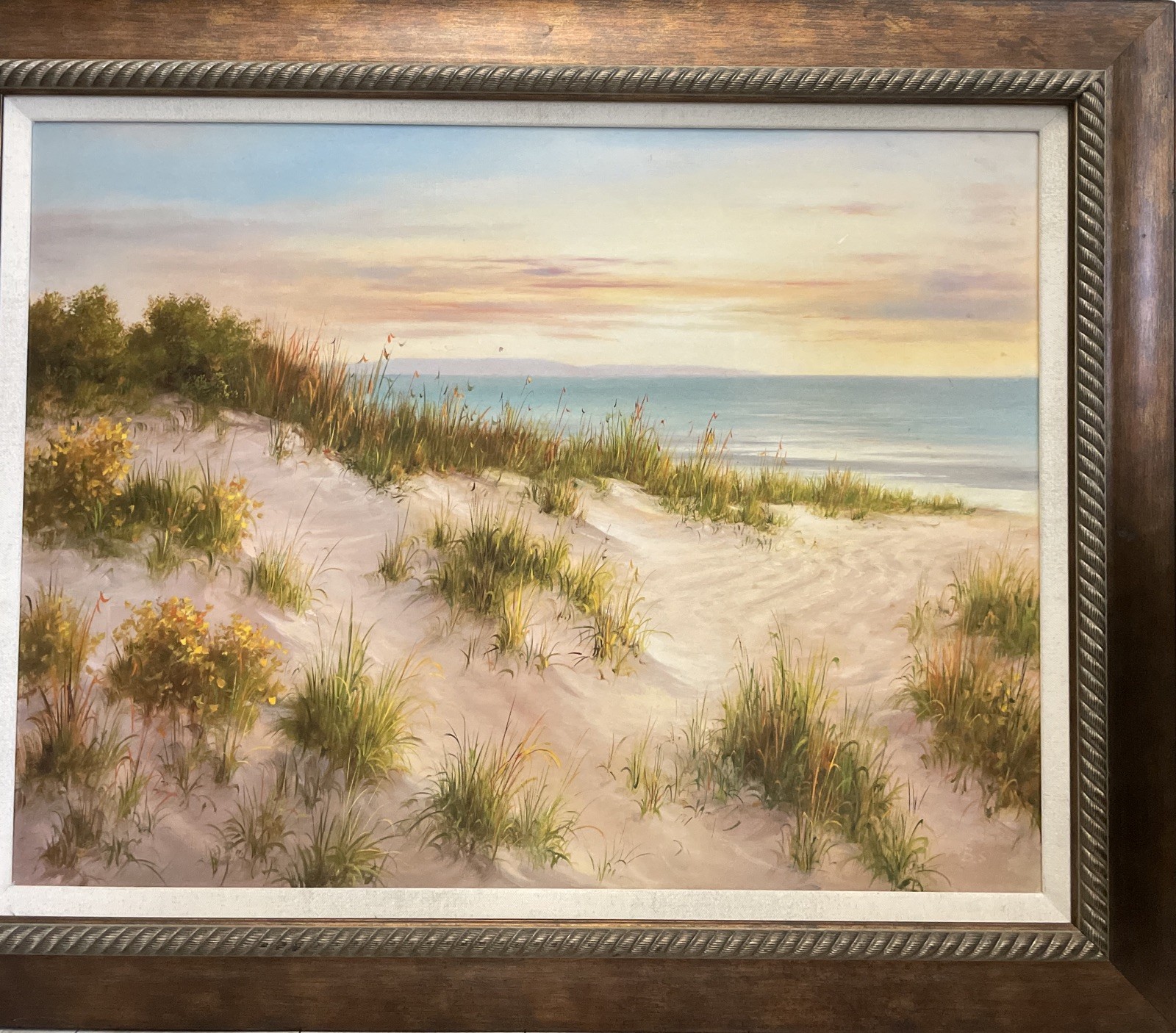 Vintage Coastal Sunset Signed B.Smith Vtg Frame Orig Litho 31″X39″
