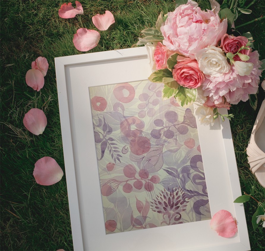 Original Artwork Romantic Nature Flower Watercolor Picture Signed Wall Decor A2