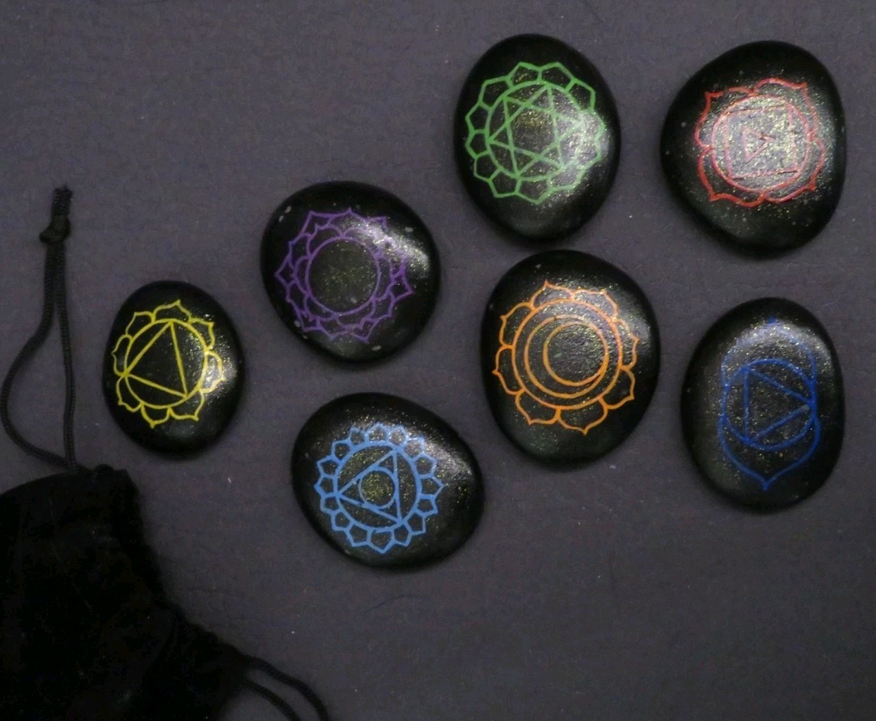 7 Chakra Set – Painted Rocks – Stone Healing Lot