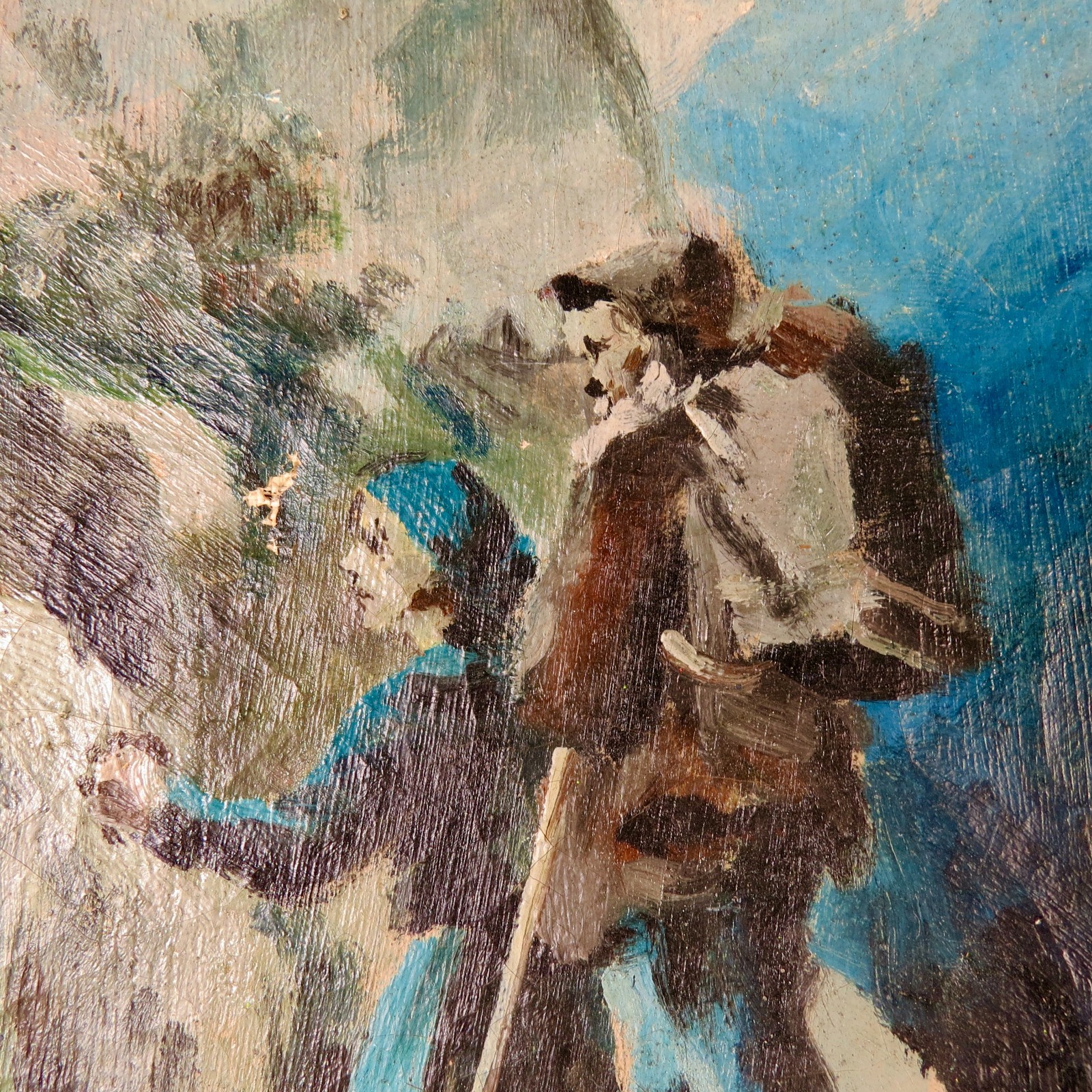 Adolf Kaspar Czech/German, 1877–1934 oil on canvas 13″x9″ Swiss Alps/Couple hike