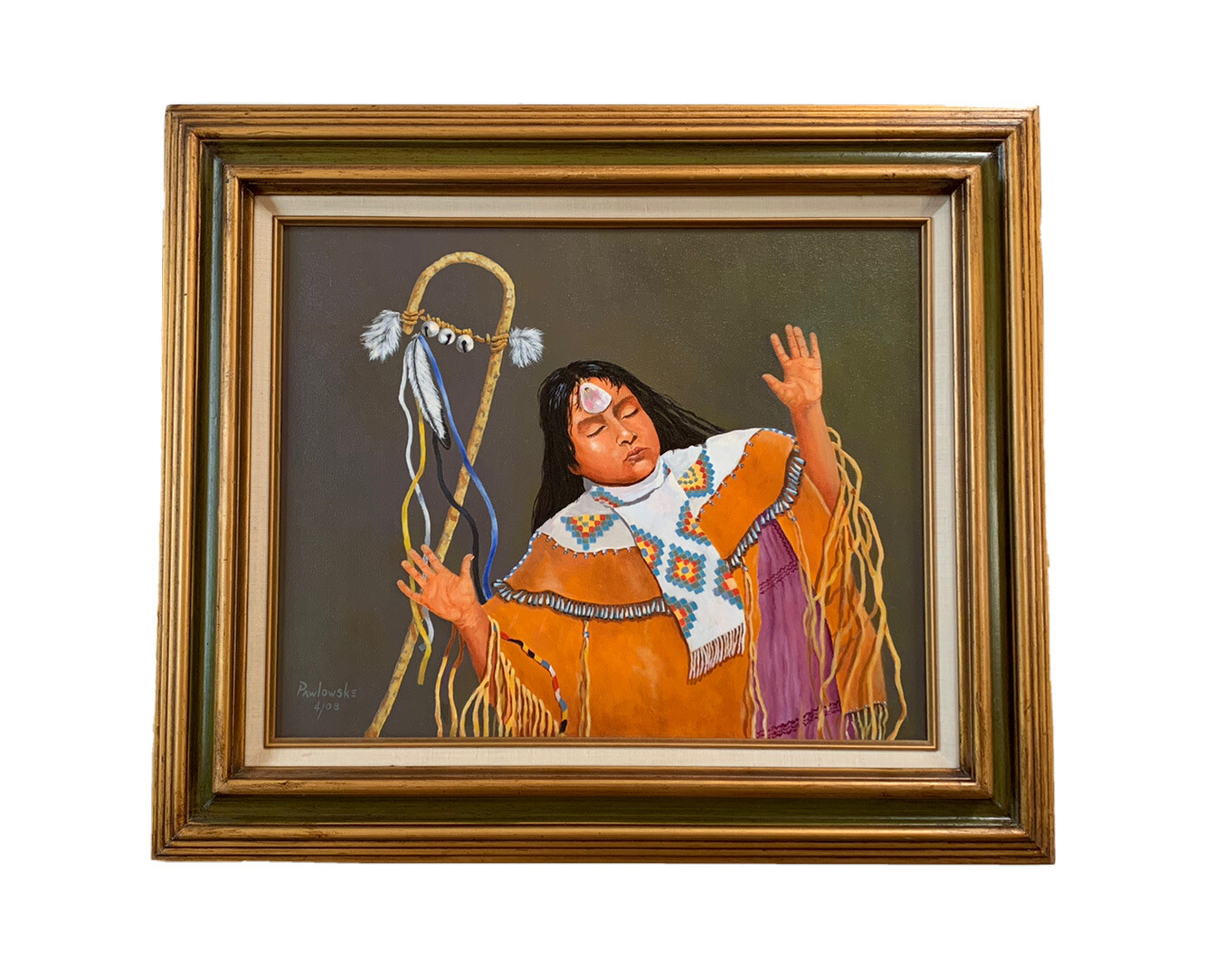 OIL PAINTING APACHE MAIDEN NATIVE AMERICAN GIRL WOMAN PORTRAIT￼ By Pawlowske