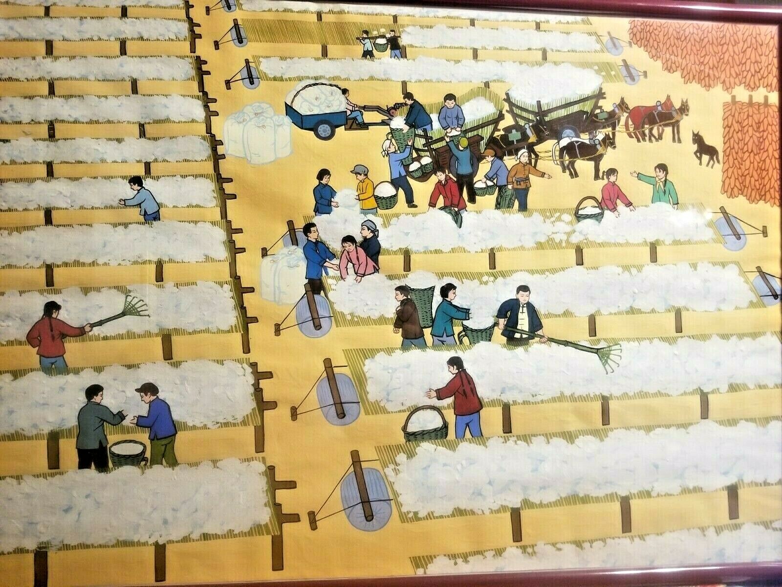 COOL CHINESE FOLK ART GOUACHE TEMPERA COTTON CLEANING DRYING RED CHILI RISTAS