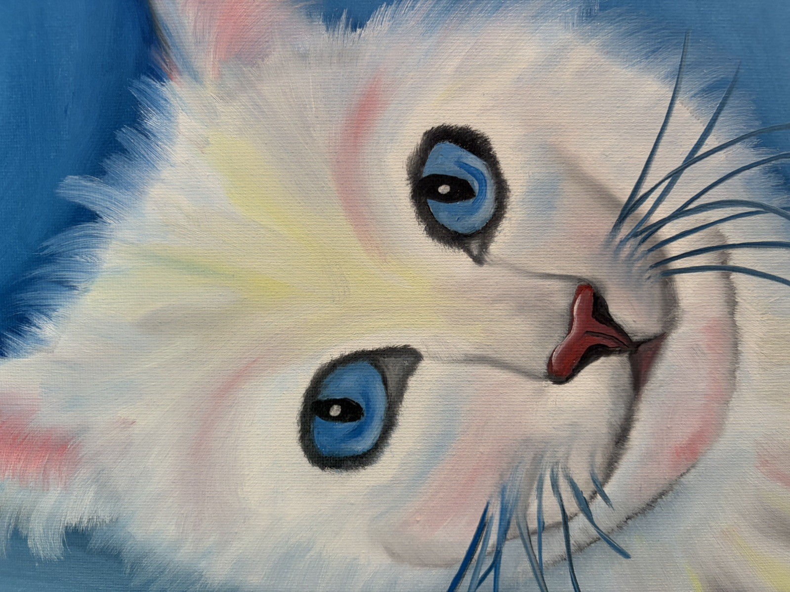 Original Oil painting art on canvas 11 x 14 in portrait colorful abstract cat