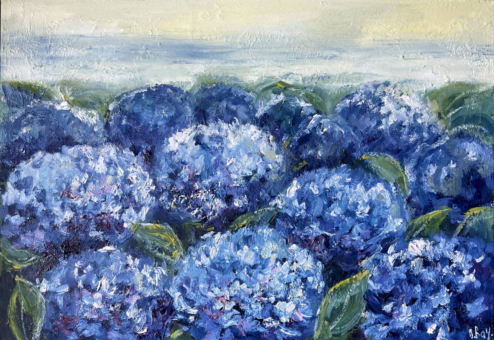 Hydrangea Painting Original Art Oil Canvas Impressionism Floral Wall Art 14×20″