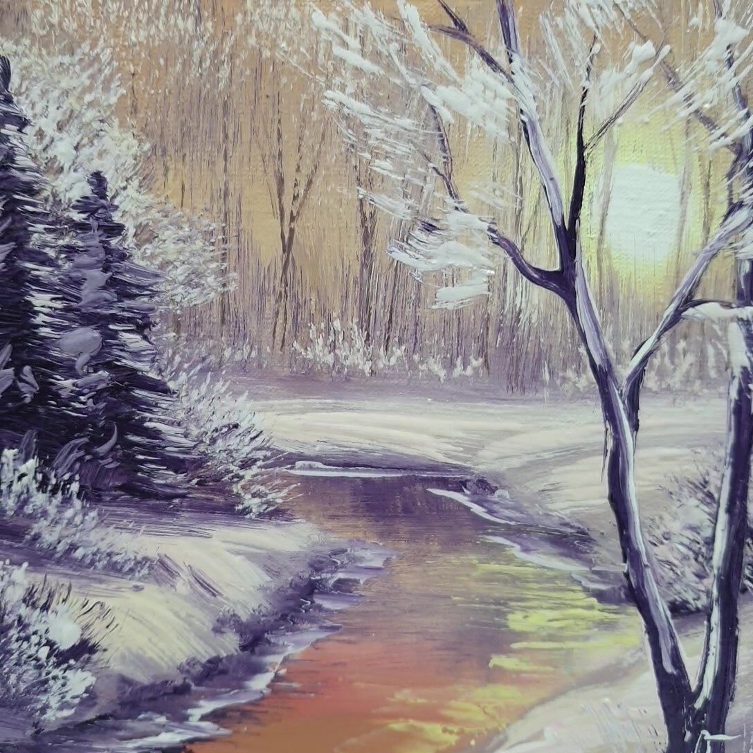 Gift Original Winter Painting Hand Painted Wall Art Home Decor Ukrainian Artist