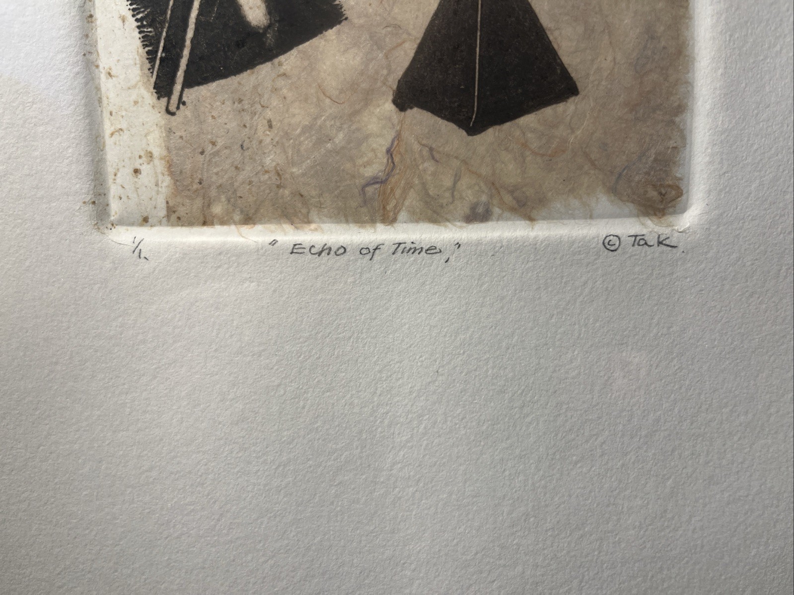 Original Pencil Signed Intaglio Mono-Print Contemporary Japanese Artwork Framed