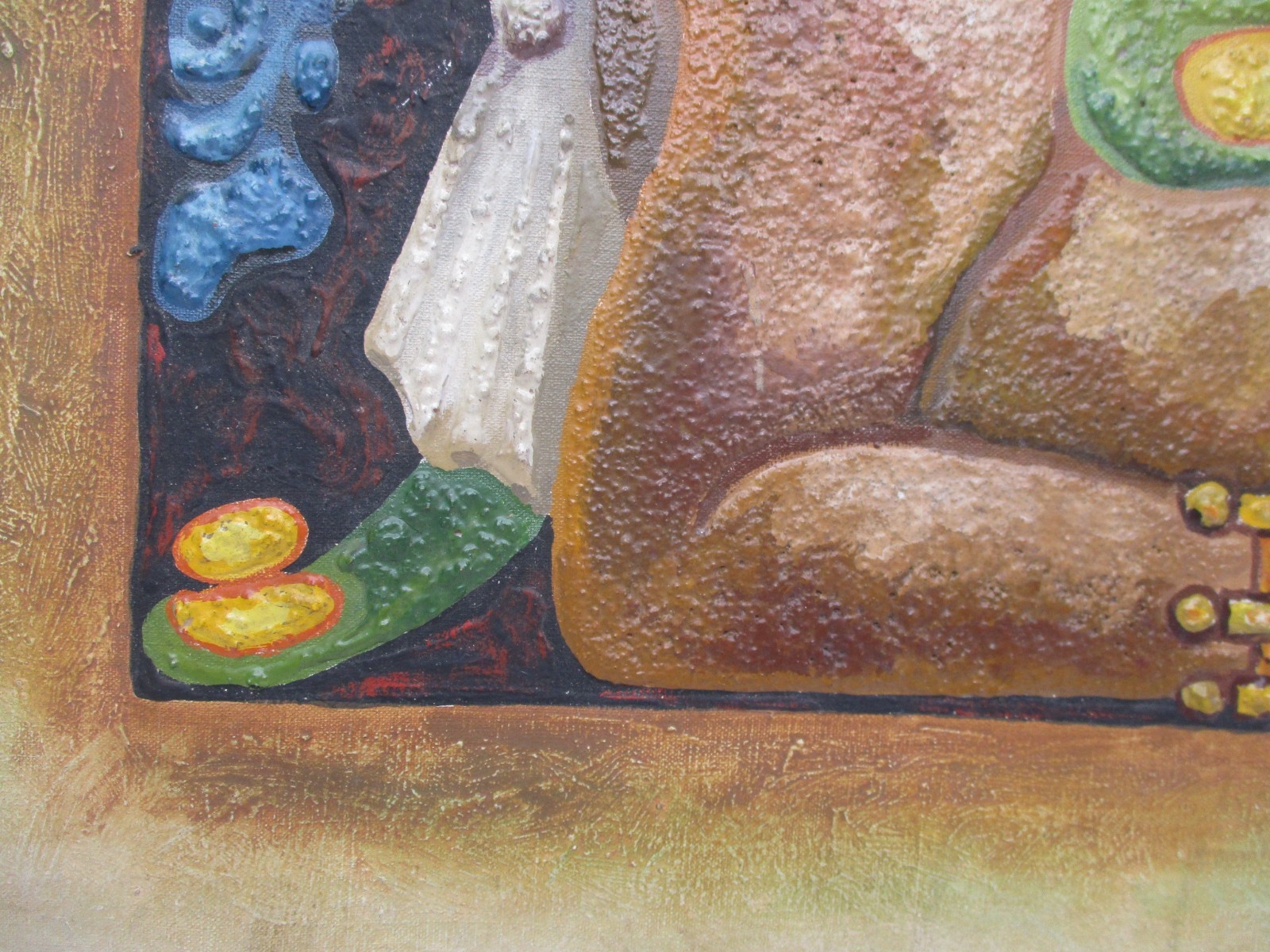 FELIPE ISLAS Mexican Embossed Oil Painting Signed ( Unframed) 16″ X 24″