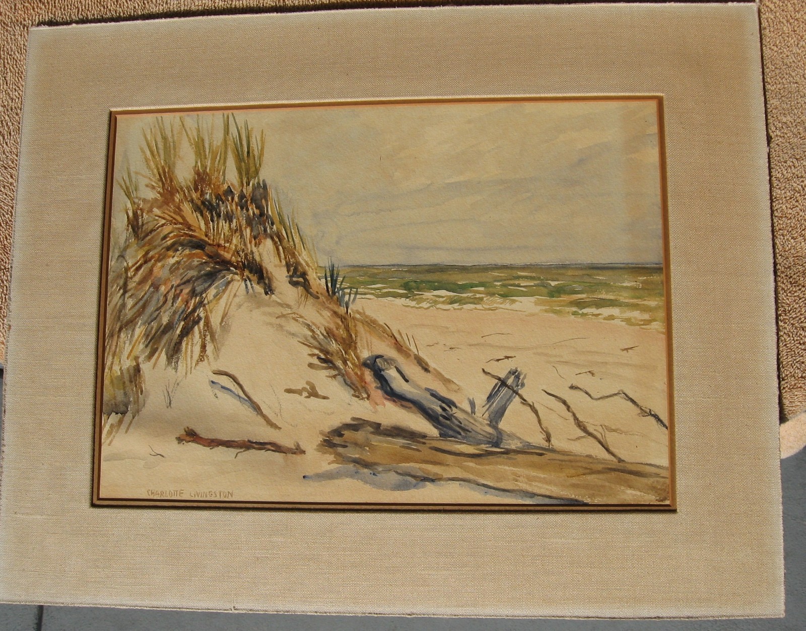 Charlotte Livingston Seascape Watercolor Painting-Morristown NJ-matted/masonite