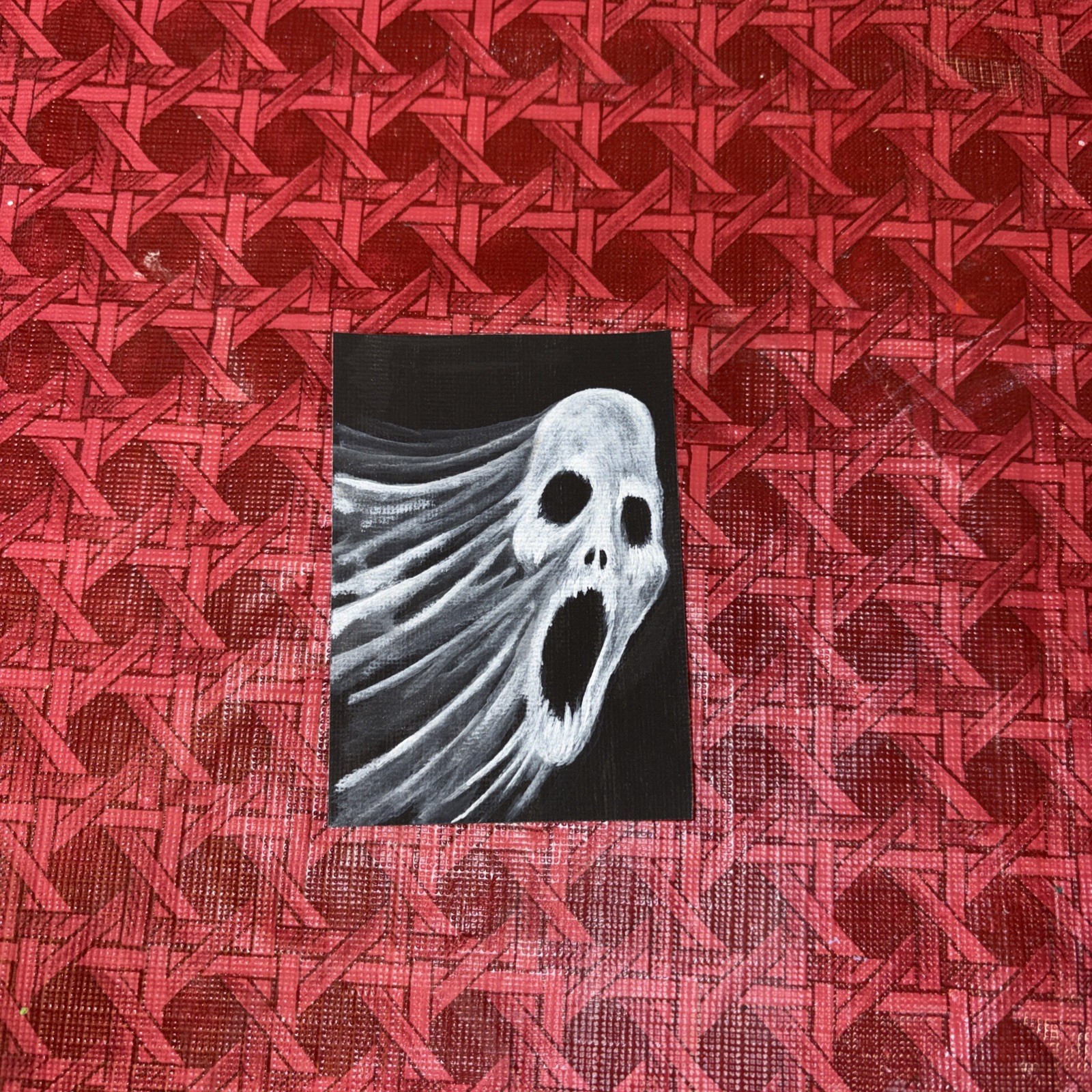 ACEO PRINT Acrylic Painting ATC Miniature Horror Ghost Halloween Scary