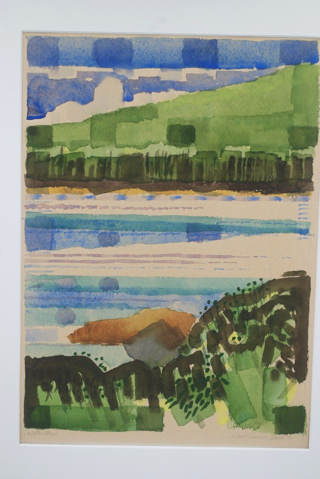 «Winton Pond» Robert C. Smith (1926-2018) Watercolor Painting 16.5″x19.5″
