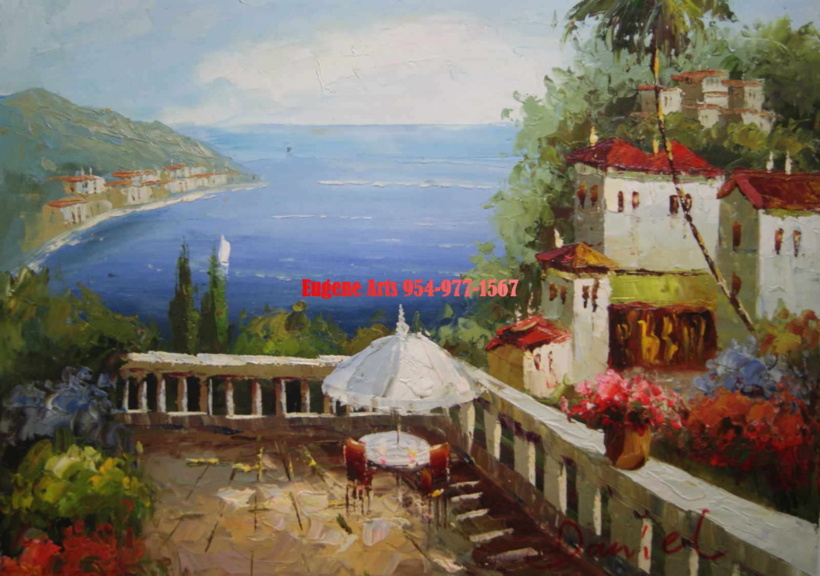 20×24″(41x61cm)hand painted oil flat .Mediterranean/Ocean/Beach Scape/Seascape