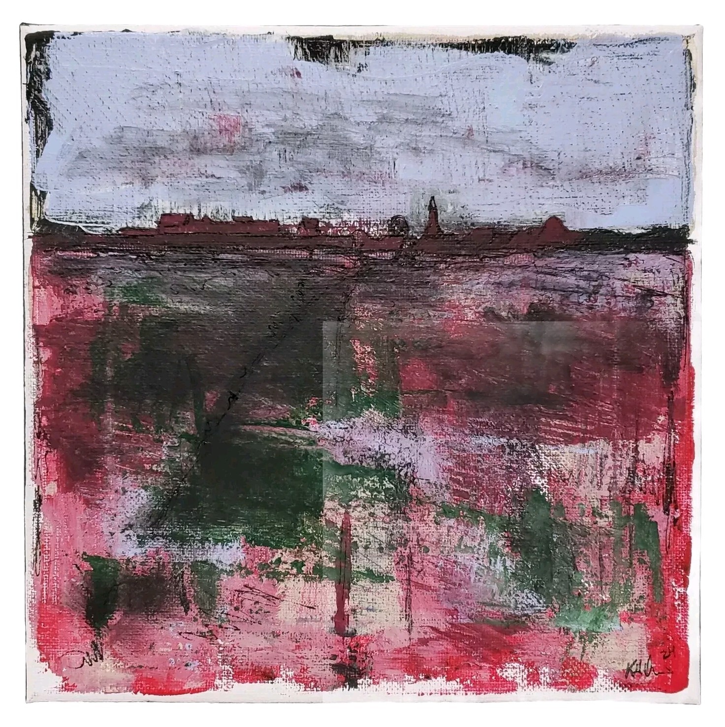 No.621 Original Abstract Minimal Post Impressionistic Painting By K.A.Davis