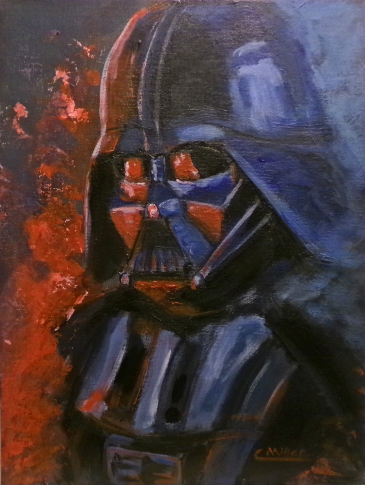 Darth Vader Original Acrylic Painting 9×12 Star Wars Wall Art Signed Unframed