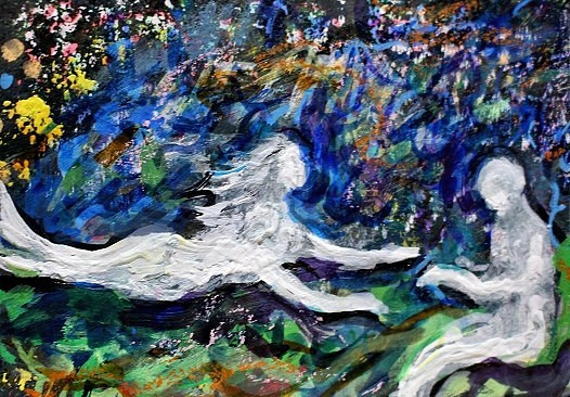 ACEO Original Painting TWIN FLAME Energy Soul Union Self Consciousness Dream ART