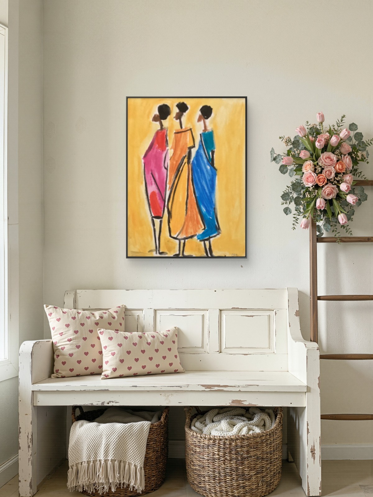 Modern Abstract Bold Face African Black Women Original Art 11 by 14 Canvas Panel