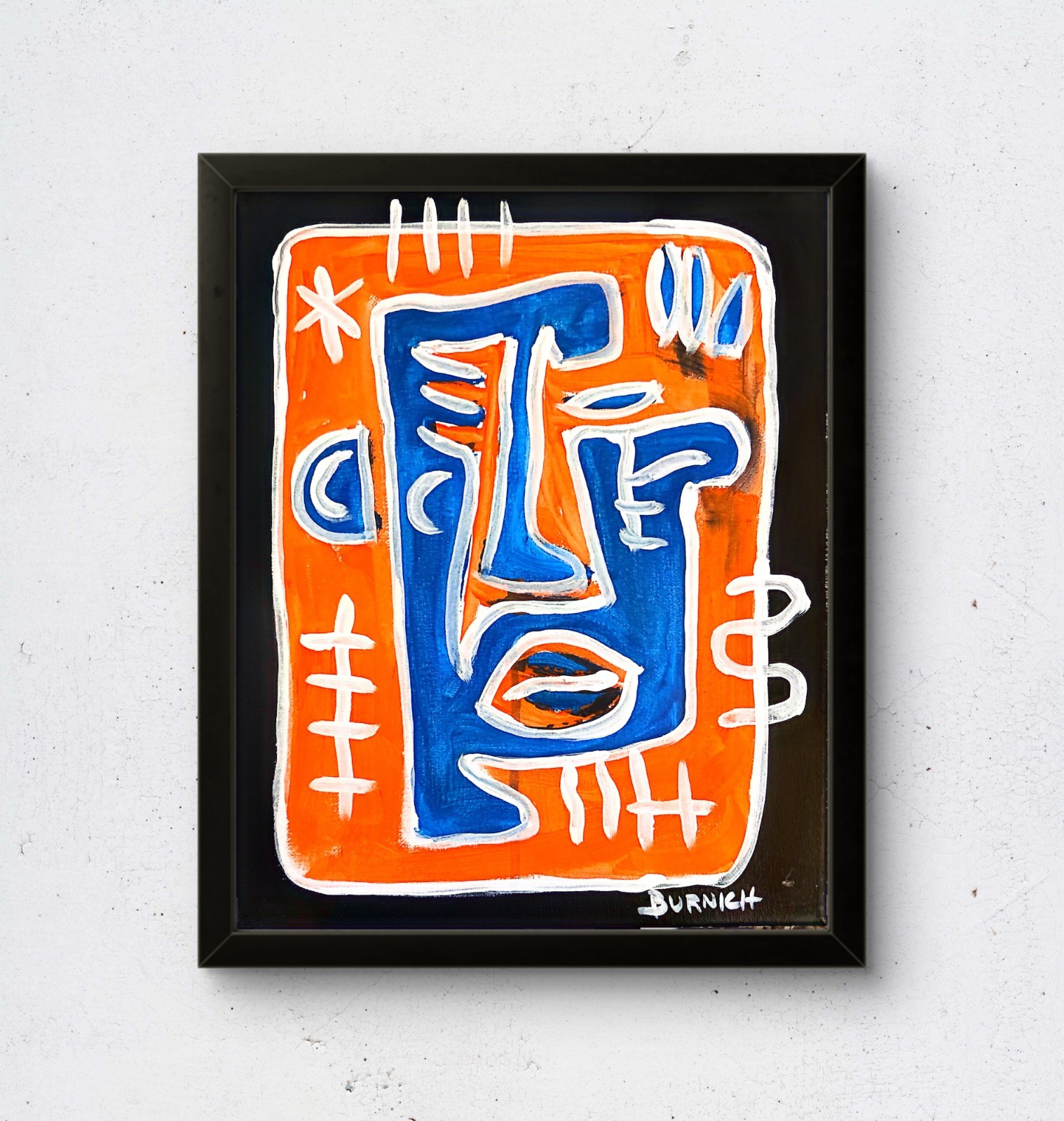 Vibrant Original Abstract Face 11×14 Canvas Acrylic Decor Hand Painted