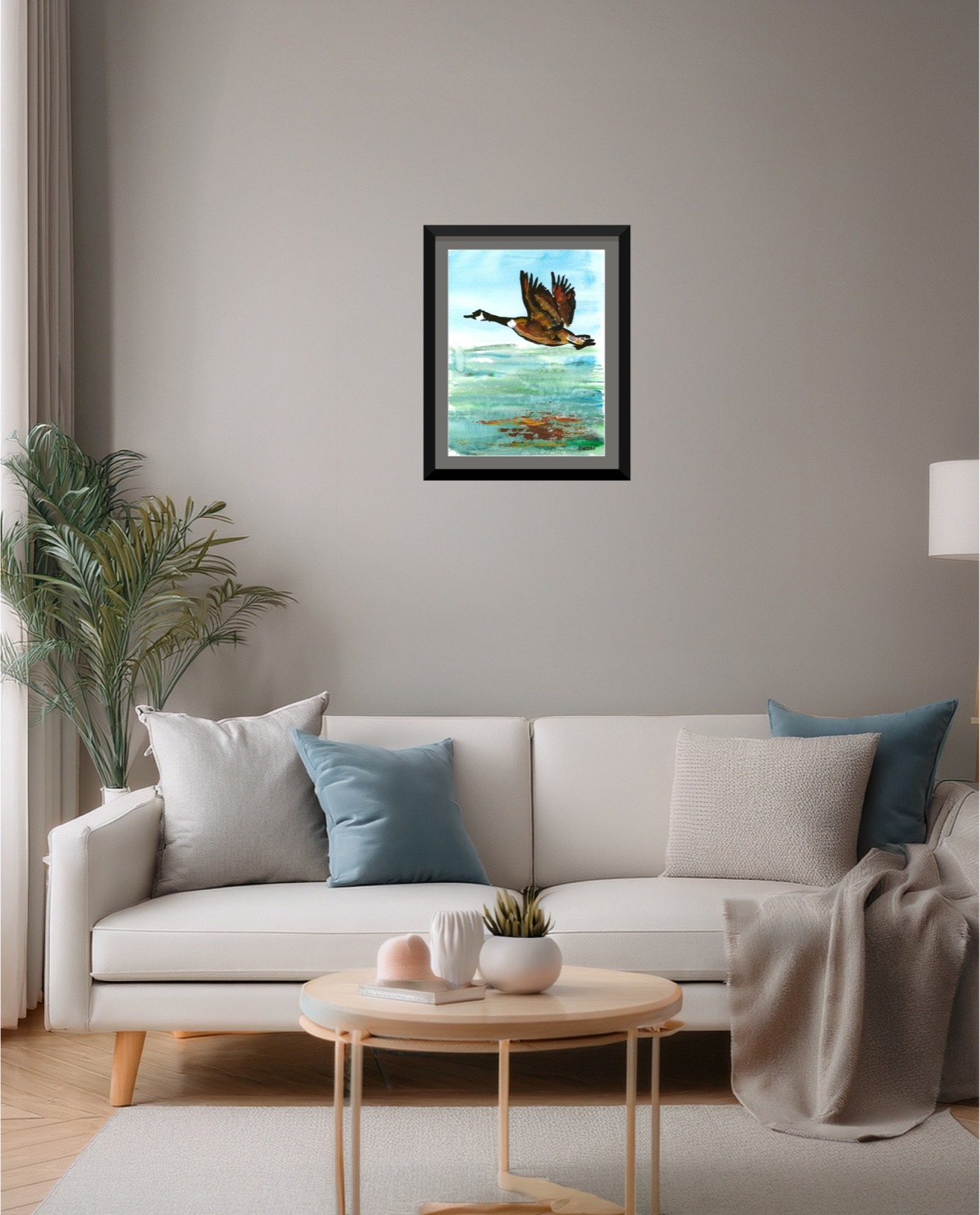 Atherton 9×12 Original Abstract loose Goose Painting «Single reflection» signed