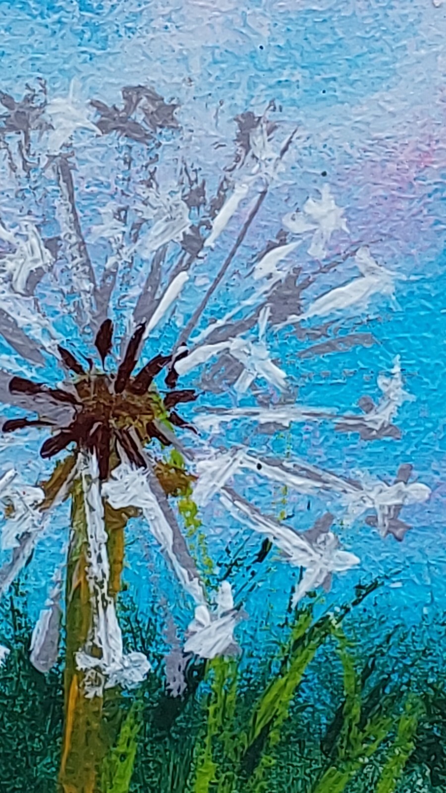 Wildflowers Dandelions ladybug Original Painting Small Gift Handmade Wall Art