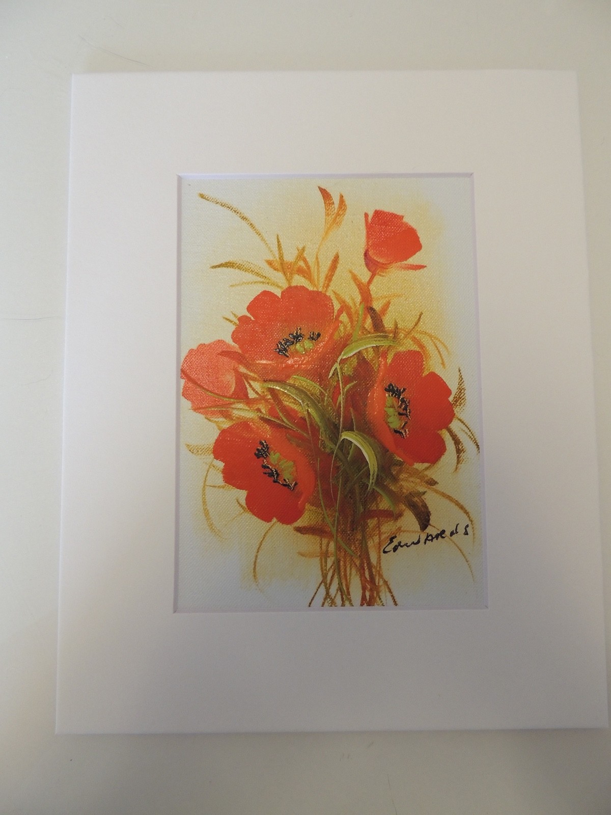 Flower Bouquet Red Poppies Matted by Edwards (AW016)