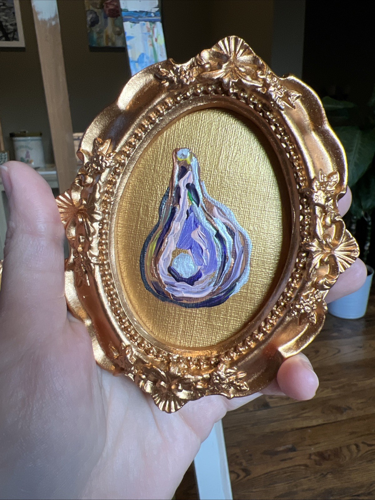 Oyster Shell,pearl,cute,original,miniature Painting,small,mini,framed Set
