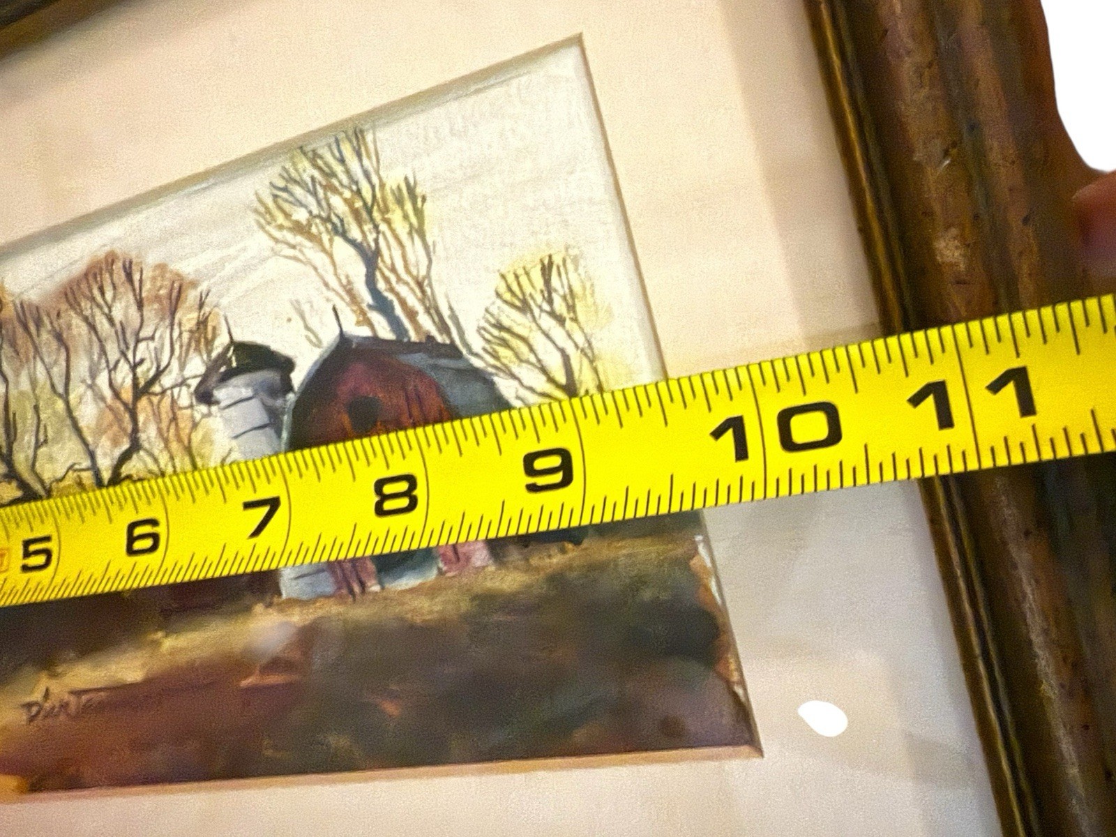 Original Signed Watercolor Painting Barn Landscape Framed Rustic Farm Art