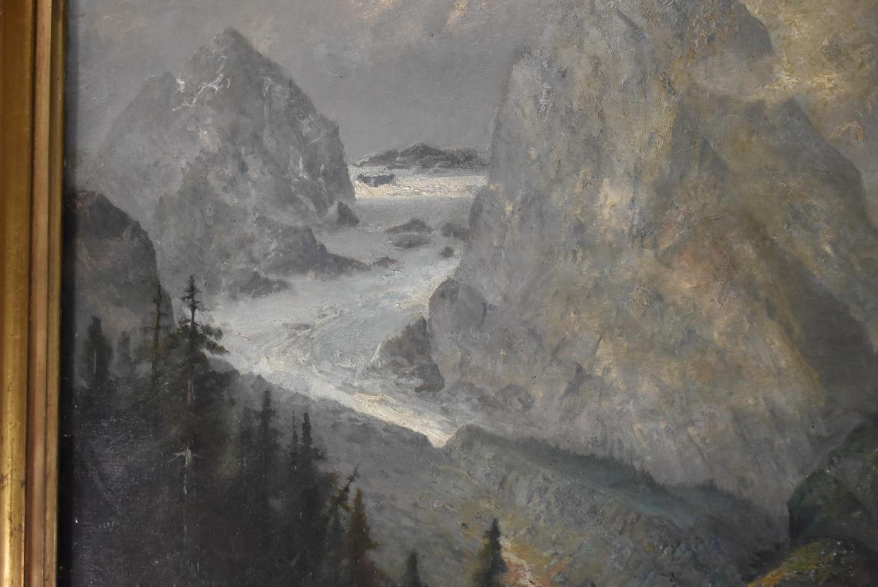 Alexandre Calame Mountain and River Landscape Oil Painting