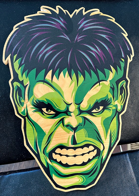 Hulk Wooden Head Artwork Original Artwork by Robert Kling 14 x 20 in. Very Cool.