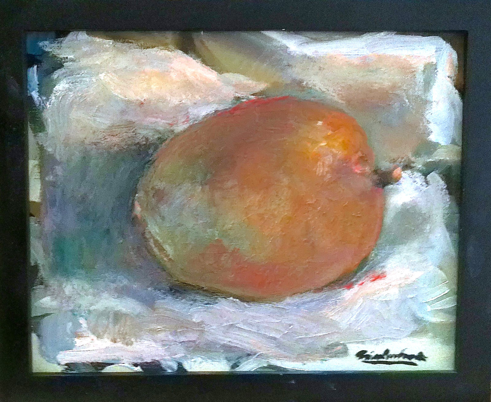 Small Framed Realism Still Life Mango Oil Painting 8″x10″ Canvas Original Signed