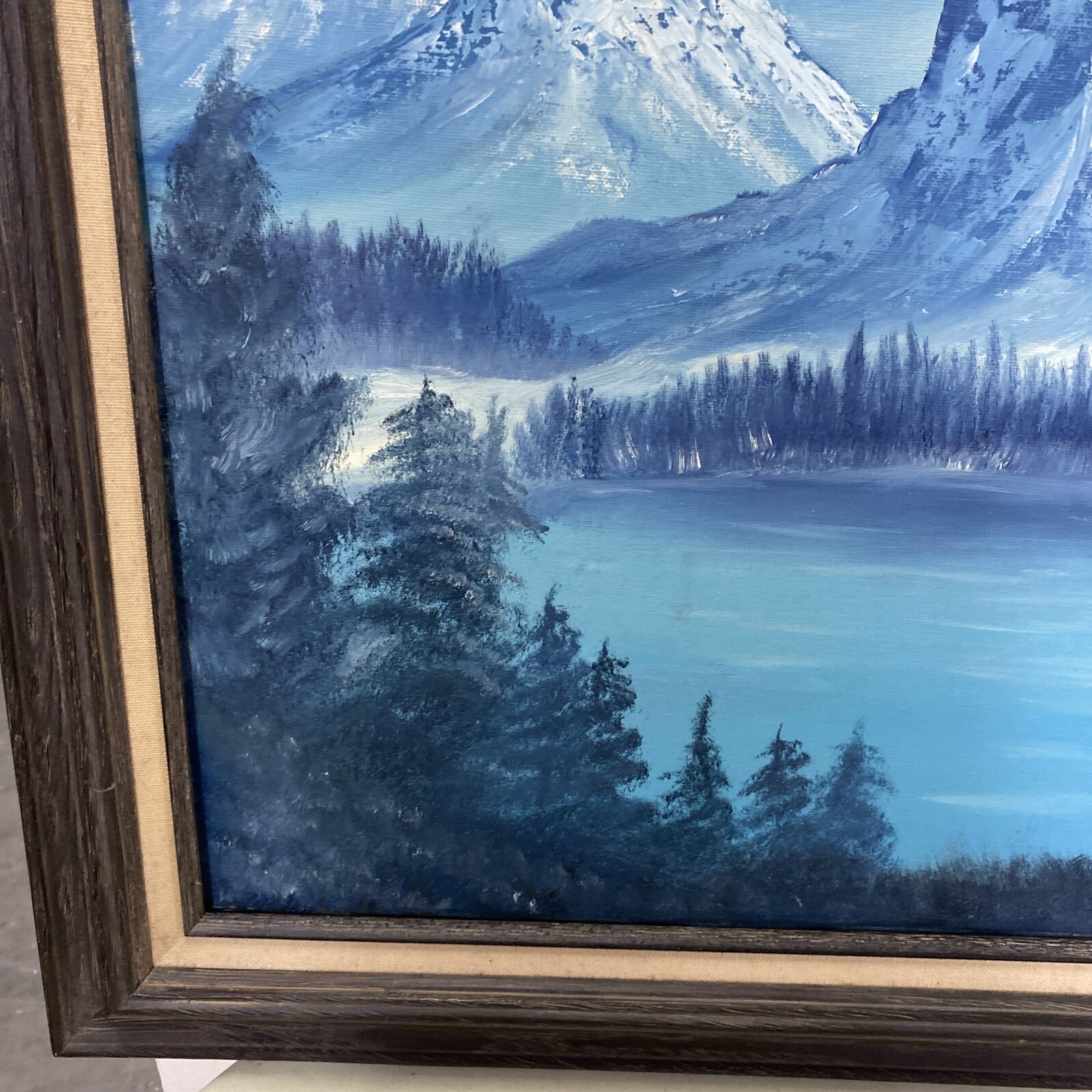 OIL BY B. BREIG SNOW CAP MOUNTAINS LANDSCAPE PAINTING 29X24”