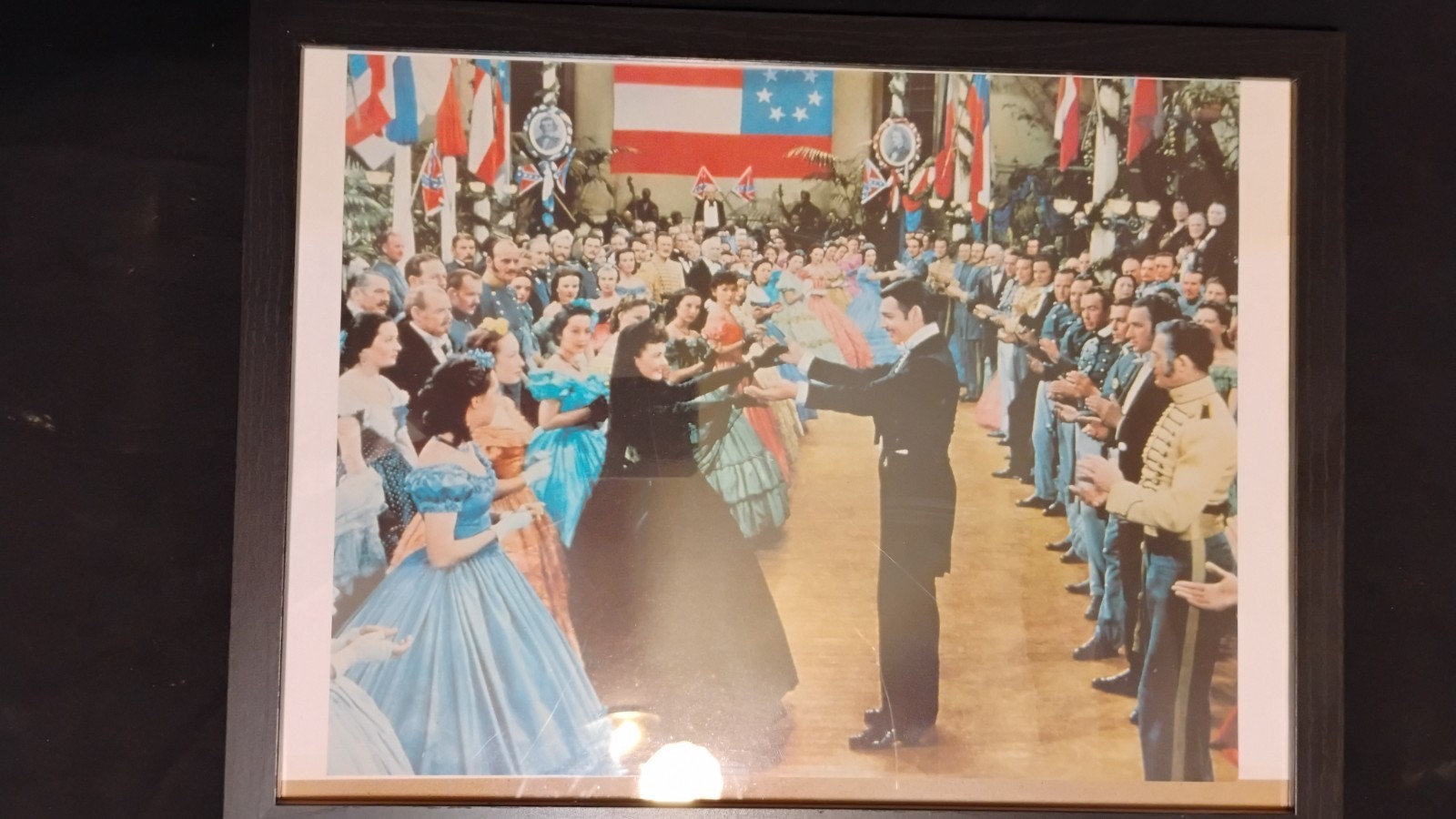 GONE WITH THE WIND FRAMED PHOTO POSTER SOUTHERN BALL RHETT AND SCARLETT DANCE