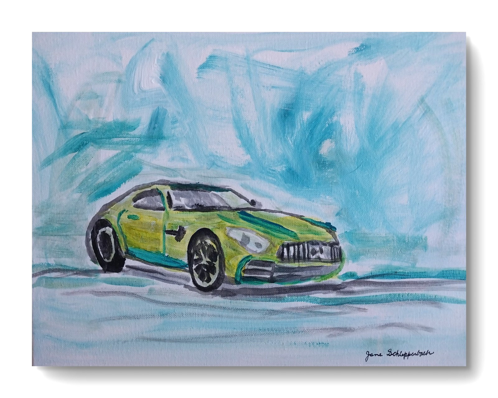 Modern Realistic Original 11×14 Signed Canvas Acrylic Cool Car BACH