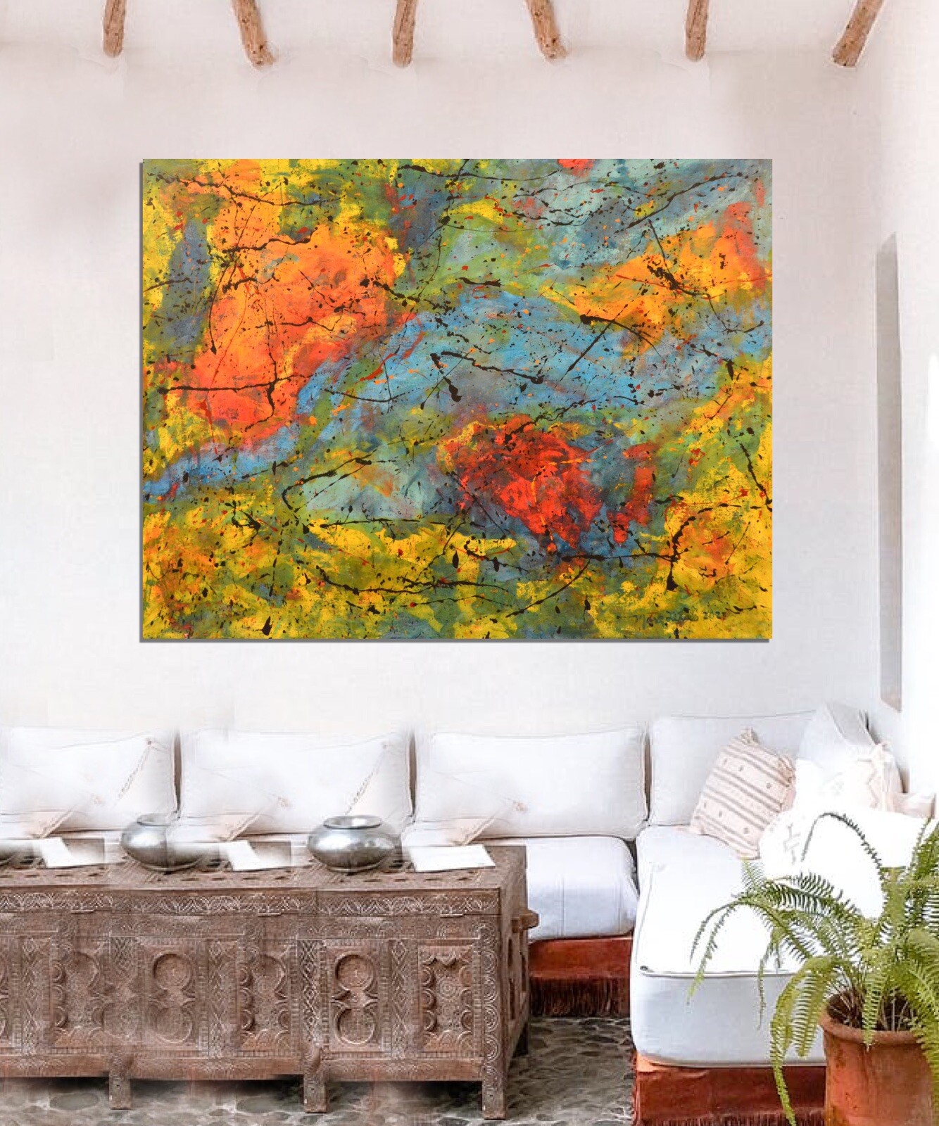 Pollock/Richter style￼ Professional Painting 81” X 62”(6ft 9in)Abstract Modern