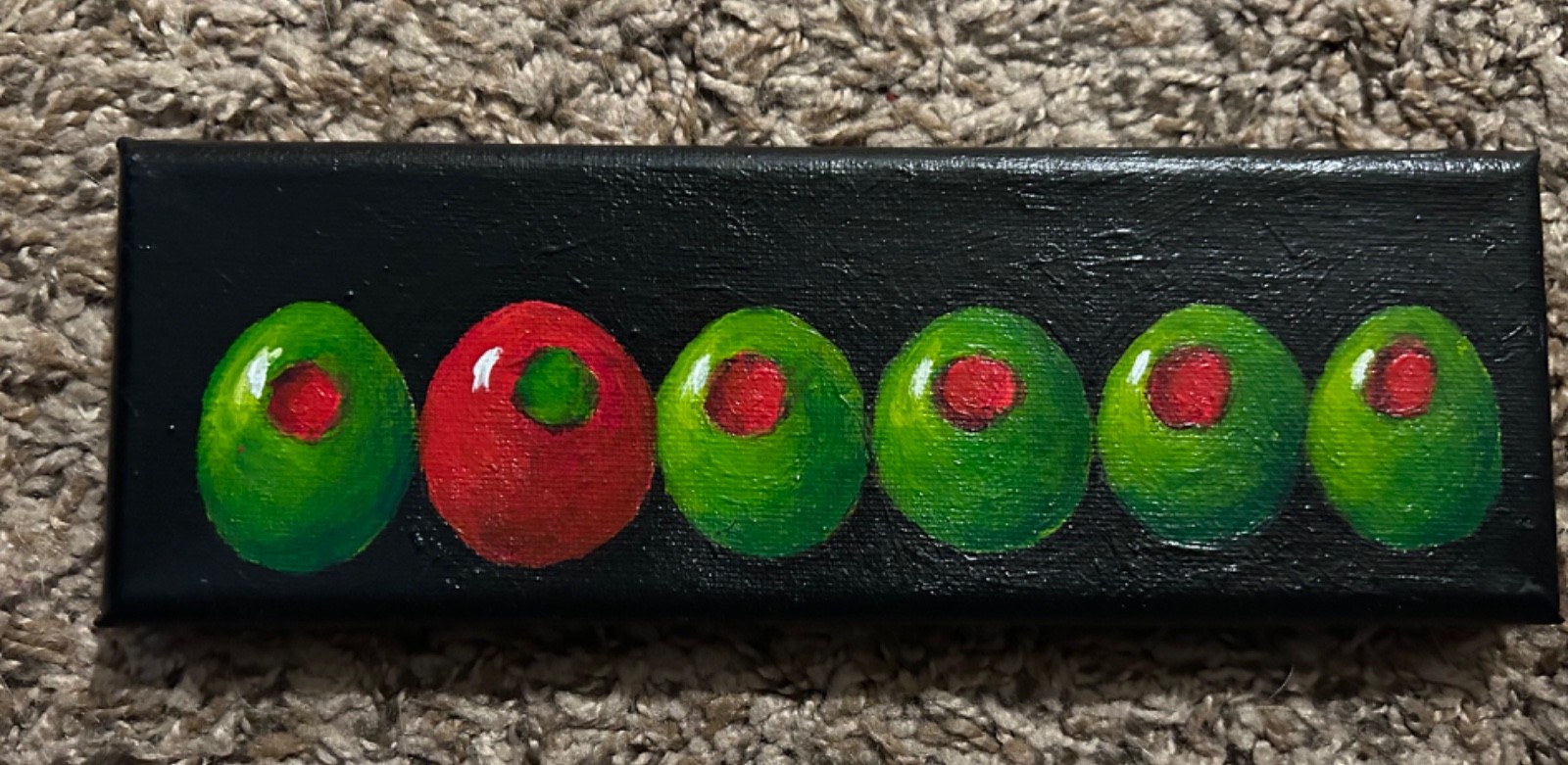 Small Original Acrylic Green Olives Martini Cocktails Bar Contemporary Art