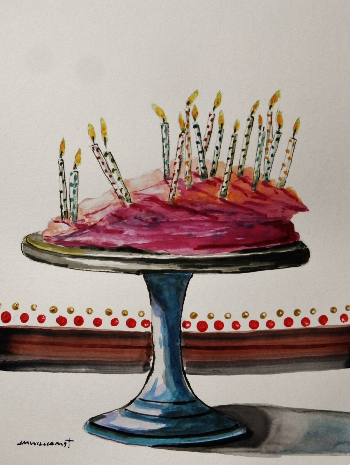 Original Bakery Sketch Cake Food Watercolor Impressionism