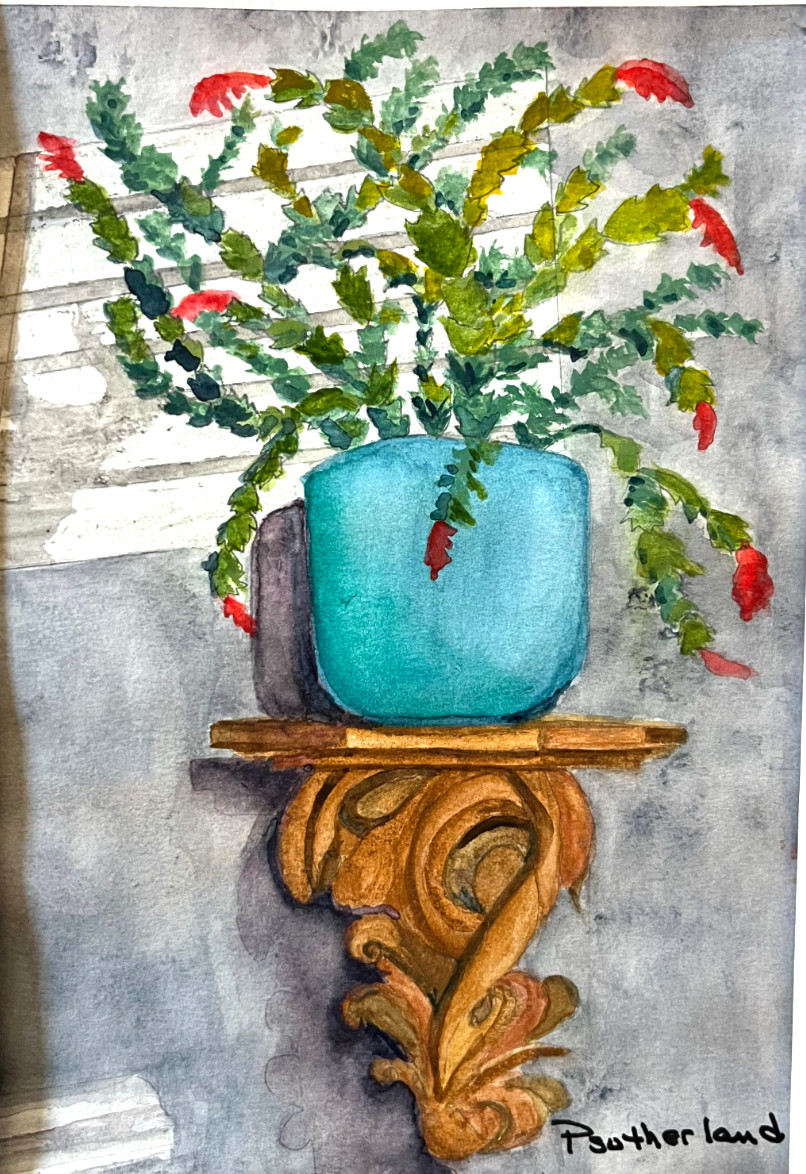 P. Sutherland Original Signed and Matted Watercolor Still life