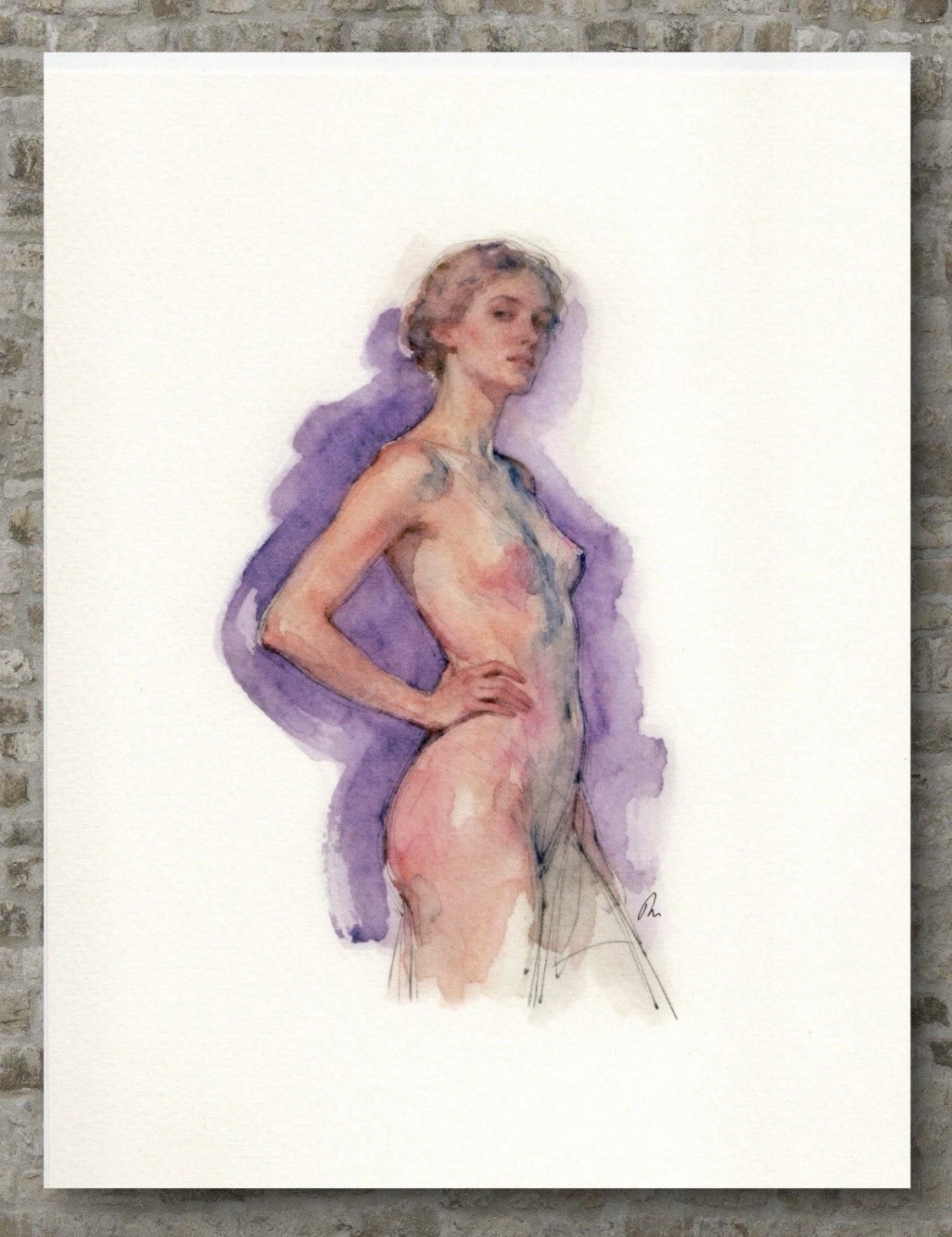 Original Classical Watercolor 8×10 Painting Female Figure