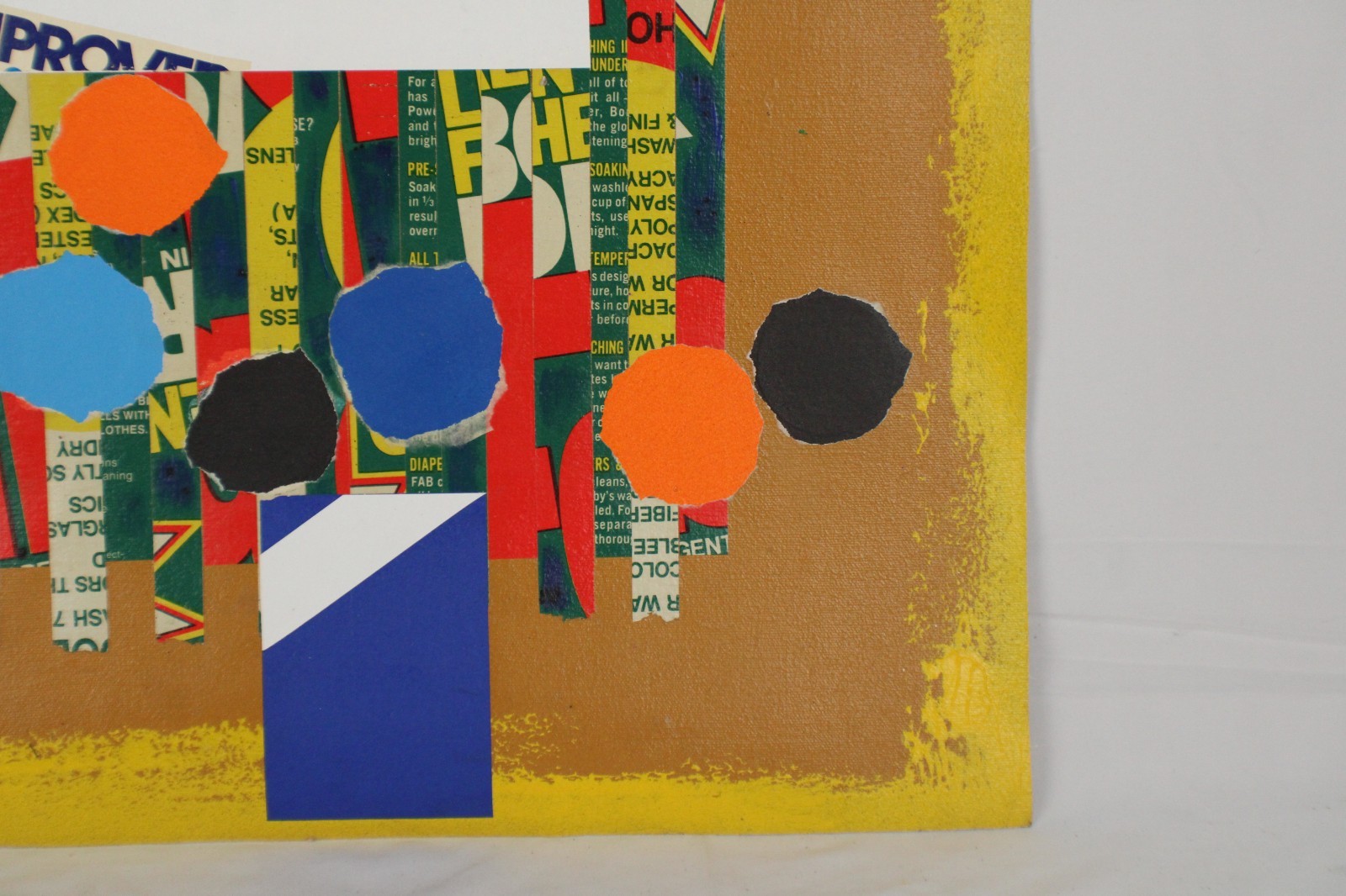 Mid Century Collage Abstract Style Oil Painting On Canvas Signed Jon Henry