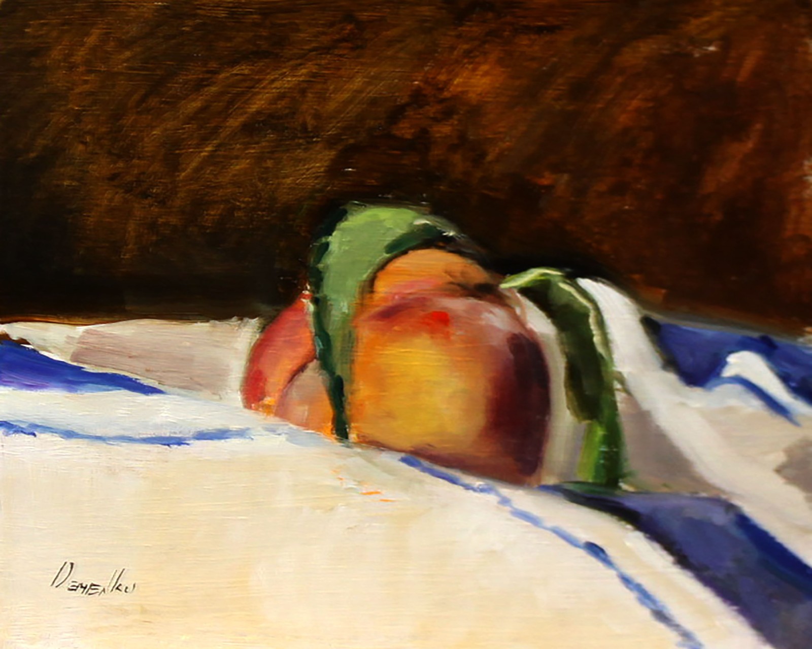 PEACH 8×10 in COLLECTIBLE ART impressionism UKRAINE