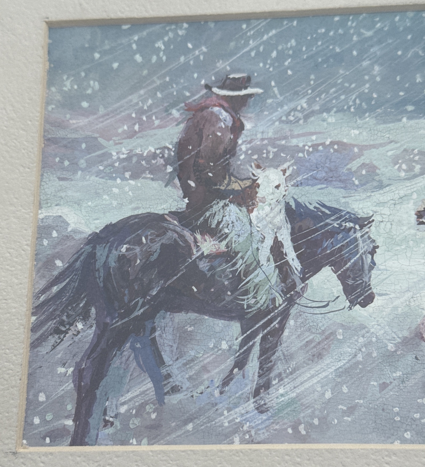 JOE STAHLEY PAINTING WESTERN COWBOY WINTER LANDSCAPE FAMOUS LISTED SMALL GEM