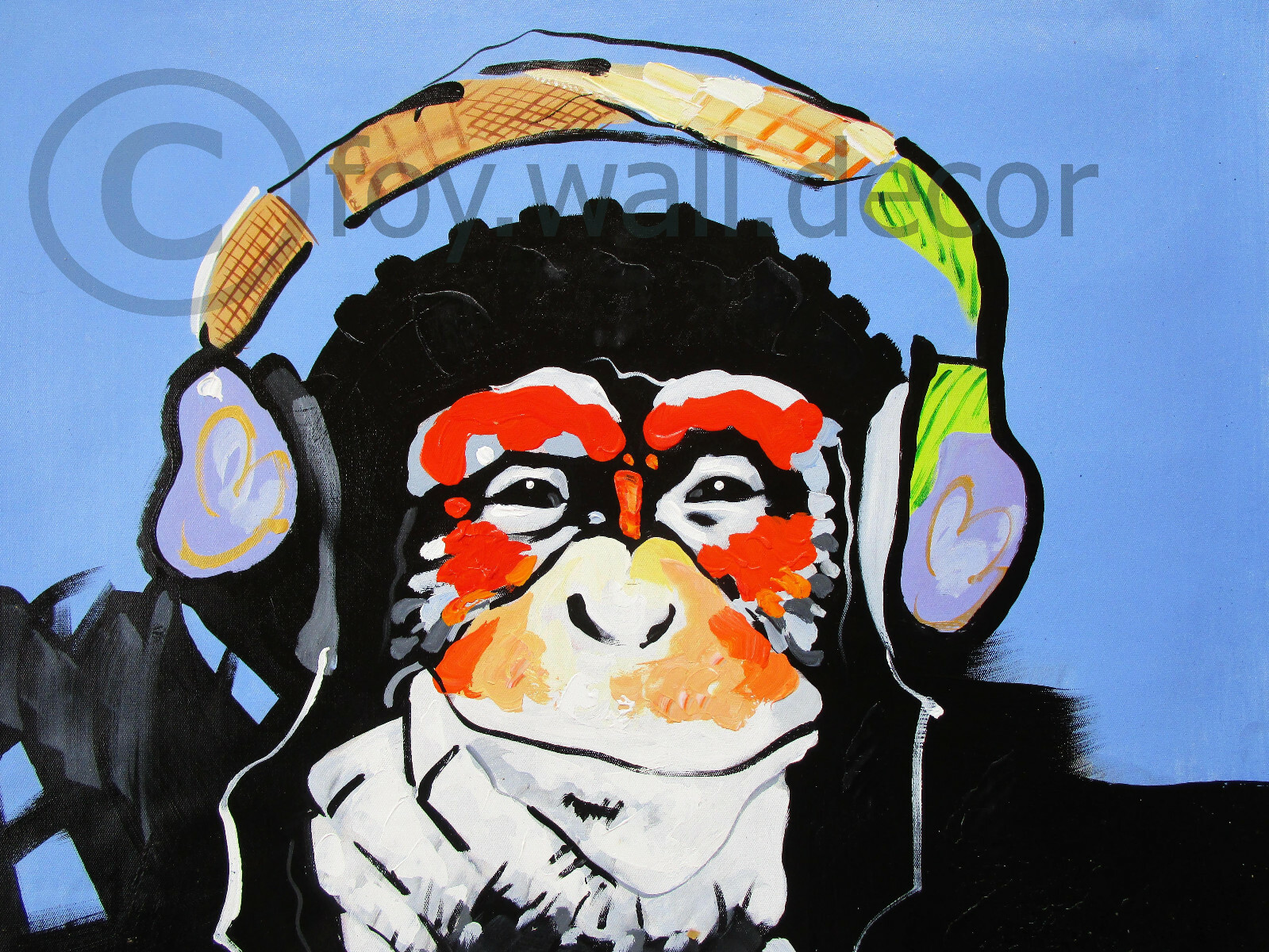 A0 dj monkey blue Canavs print Great colour graffiti street urban art painting