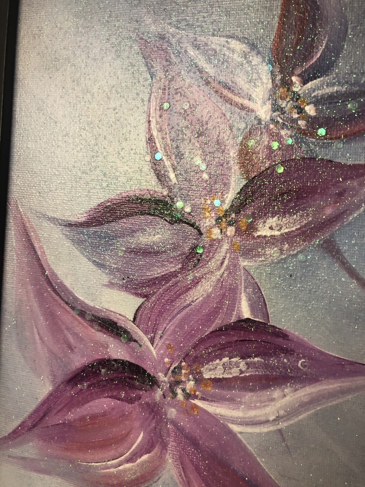 ‘Diamond Dust’, Acrylic On Canvas Floral Abstract Painting, 10”x8”