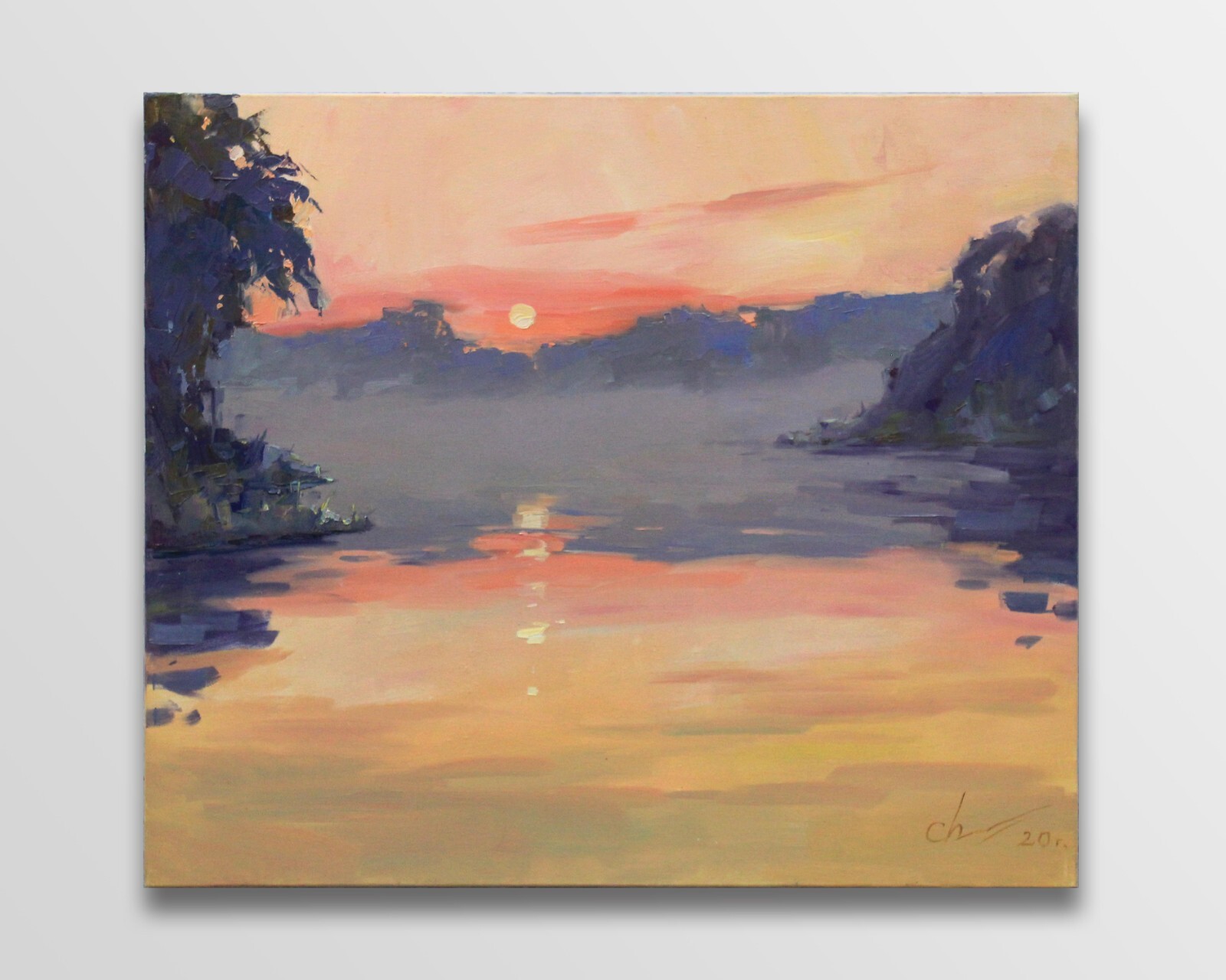 Landscape painting Original art Impressionism Oil on canvas by S. Chernyakovsky