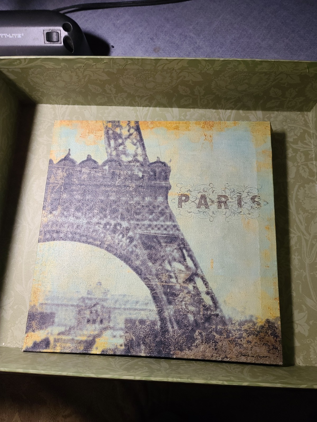 Canvas Painting of Eiffel Tower with Paris Text
