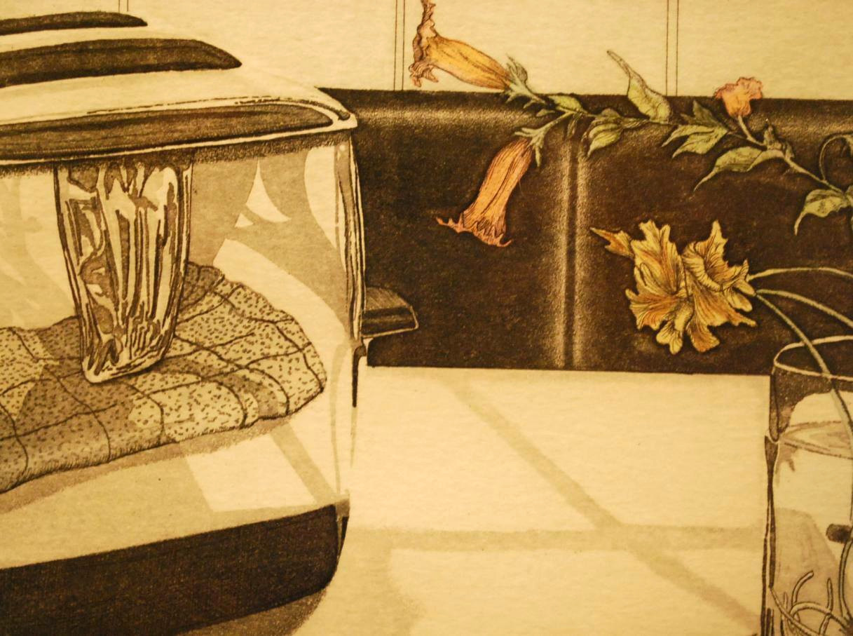 LOUDERMILK Set 2 Kitchen Still Lifes S/N & L/E Hand Colored Etchings Art Prints