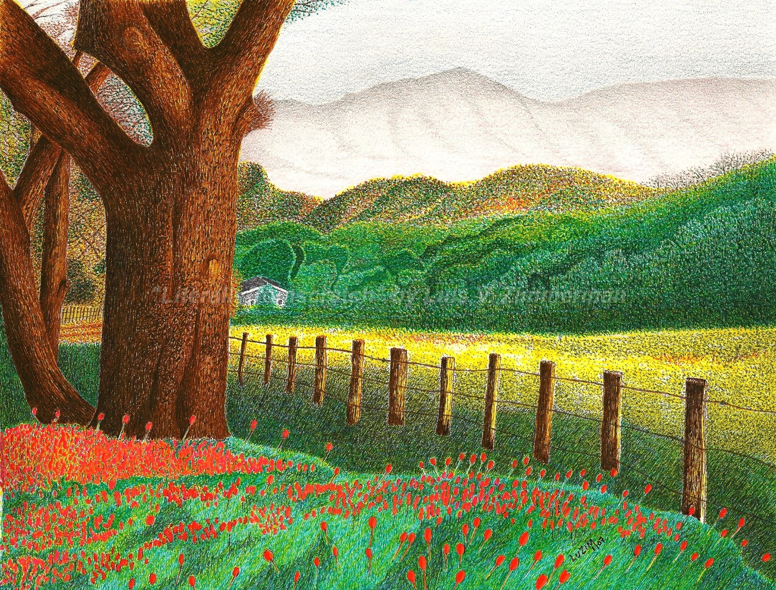 A Colorado Rockies View – Sketch Paper 8.5″x11″ Pointillism Signed