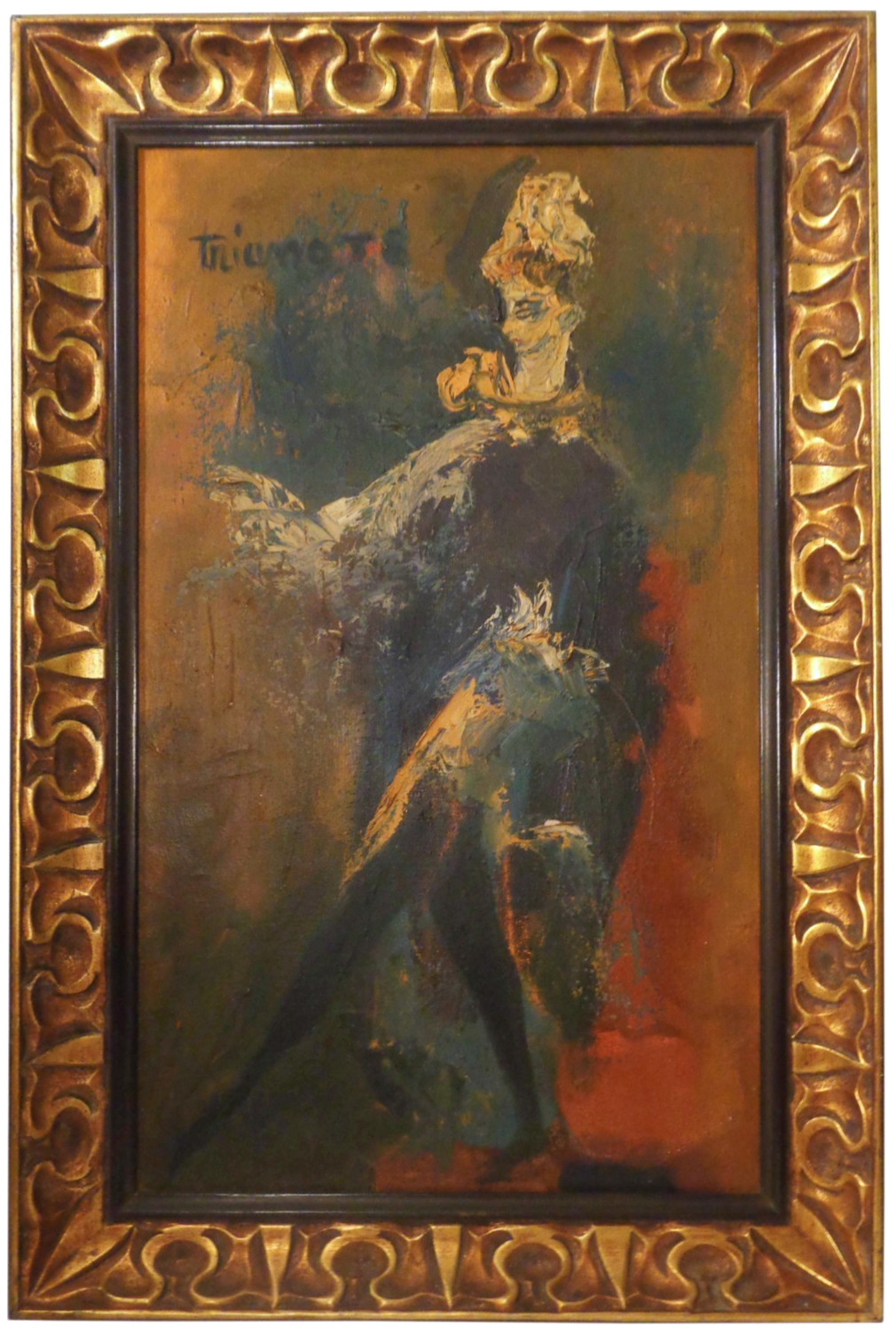 ANTHONY TRIANO (US 1928-1997) MID-CENT SGND HVY IMPASTO O/B CAN-CAN DANCER, FRMD