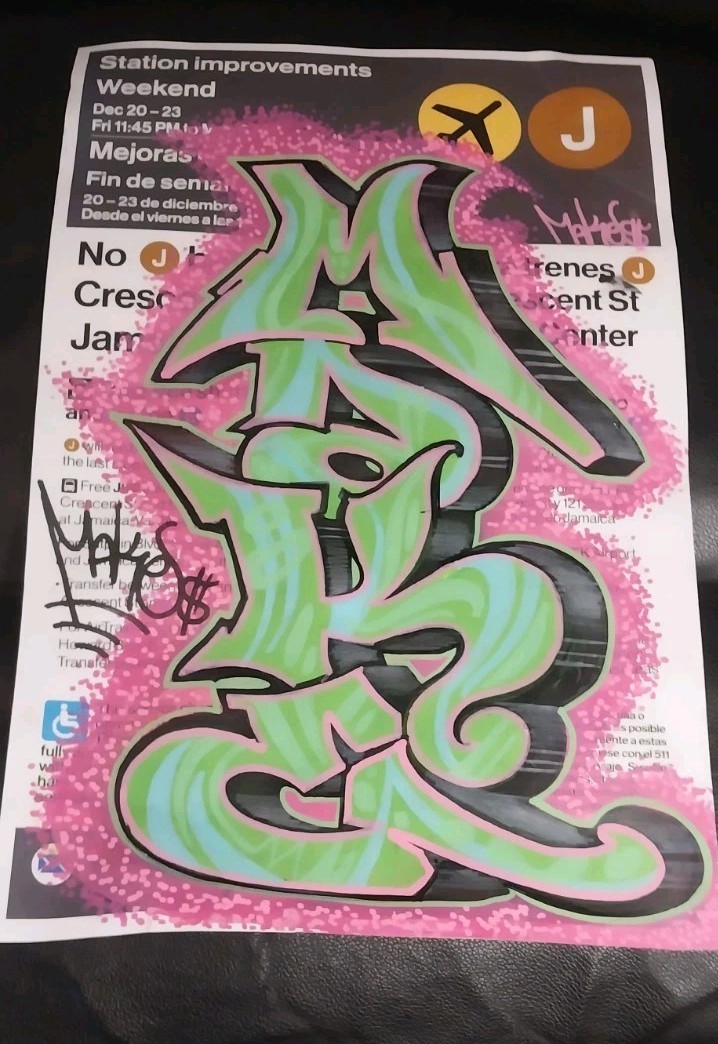 Subway sign Graffiti – New York 6 Train – 11 x 17 Inches – Original