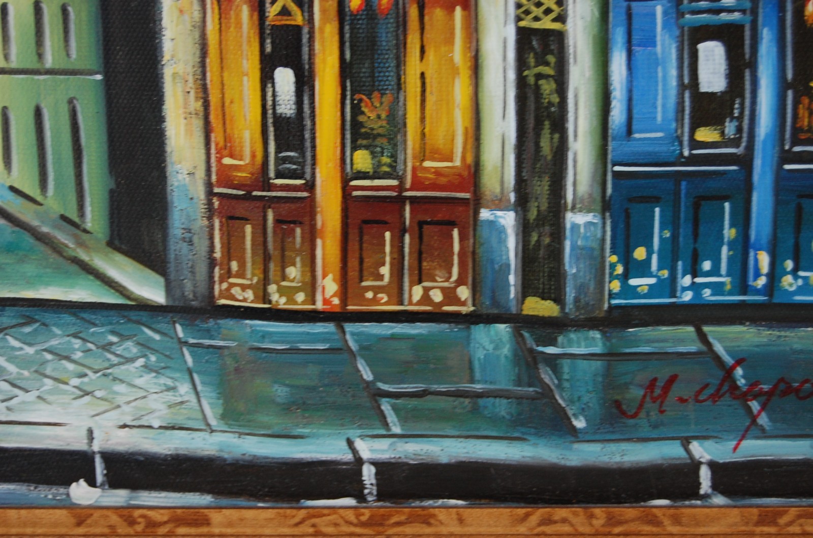 Vtg 80 Original Signed Mariel Chapot French Paris Street Scene Oil Painting 10X8