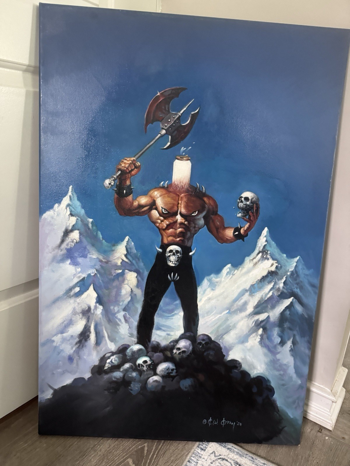 Ken Kelly Awesome Original Signed 2020 Mint Condition. “Soda Can Head”