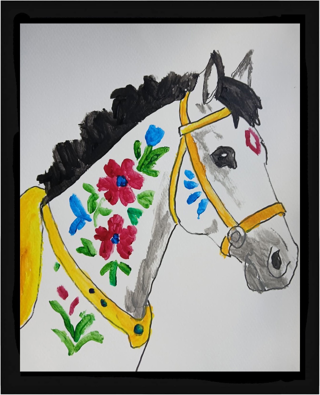 Abstract/Expressionism Folk Art Horse 11×14 One of a Kind Street Art Painting